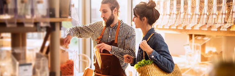 Man helping customer