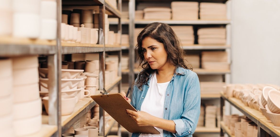 Woman taking inventory