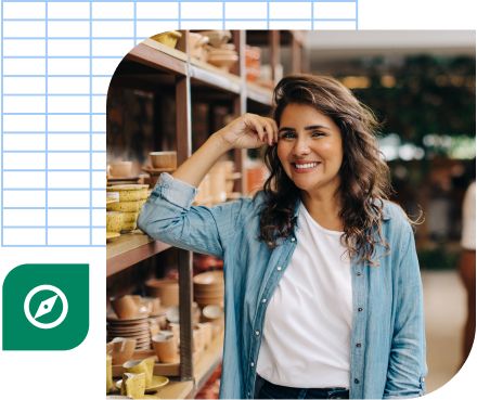 Woman smiling in store warehouse