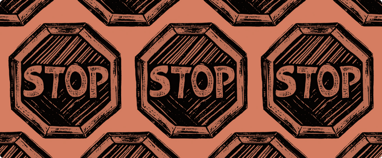 An illustration of stop signs, signifying warning signs for an entrepreneur seeking an angel investor
