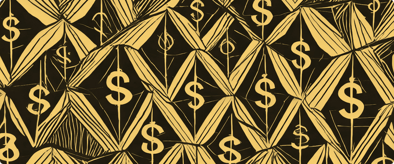 An illustration of dollar signs embedded in futuristic-looking screens, representing the use of new technology like AI to assist with business planning tasks