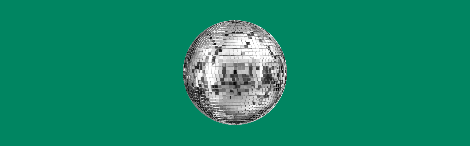 Disco Ball on green background