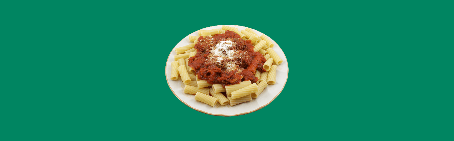 Plate of Pasta on green background