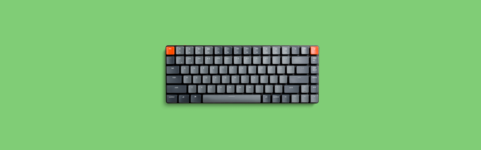 Keyboard on light green background