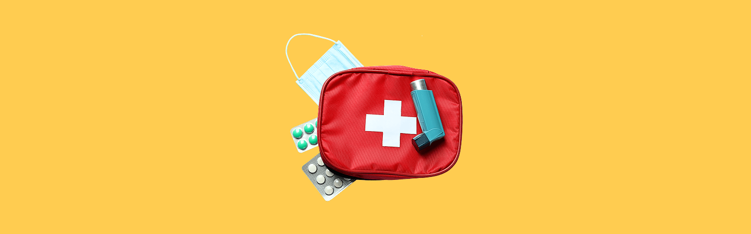 First-aid Kit on yellow background