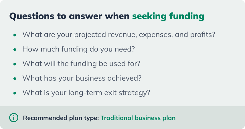 Questions your business plan answers for funding