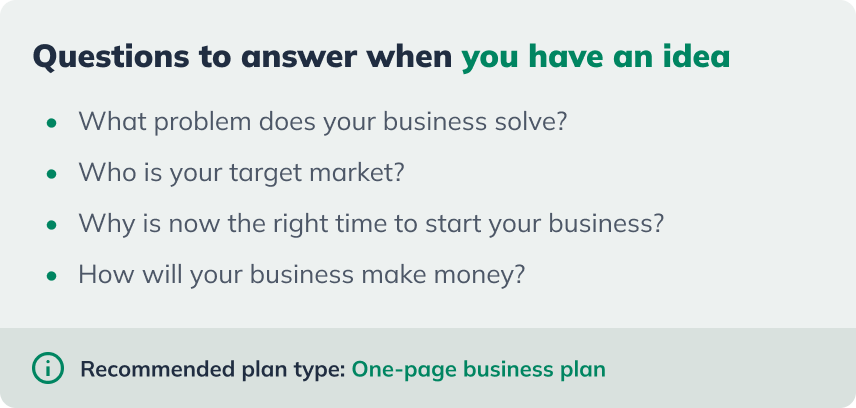 Questions your business plan answers when you have an idea