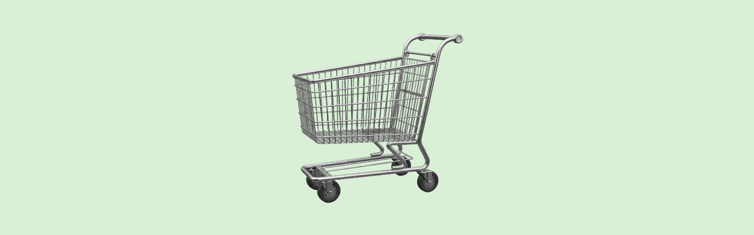 Shopping Cart on light green background