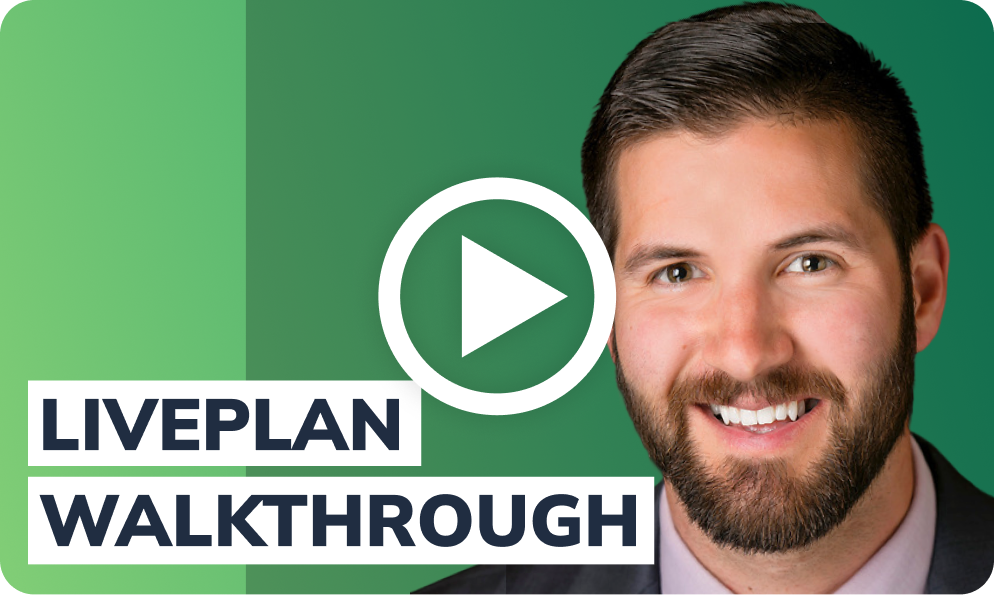 Man smiling with play icon in center